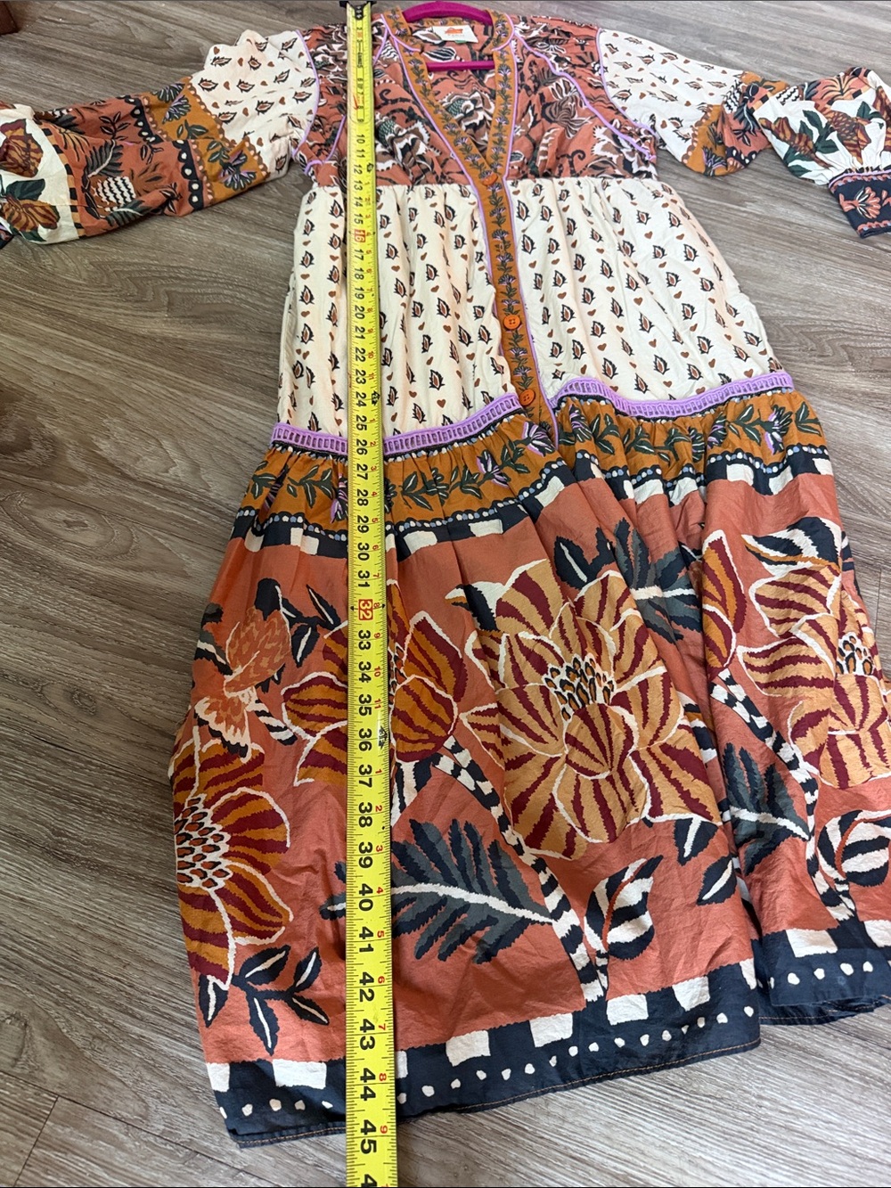 FARM Rio Ainika Floral Patchwork Tiered Boho Midi Dress Size: XS - Picture 12 of 12